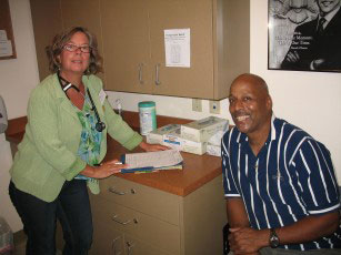 Jimi Hardin with volunteer RN Molly Smith